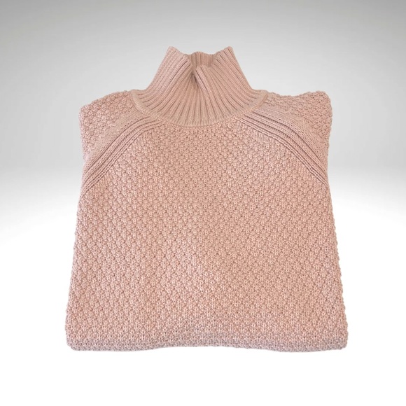 Calvin Klein High Neck Sweater Pullover Long Sleeve Rose Pink Mixed Knit Women L - Picture 7 of 10